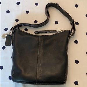 Coach Black Leather Hobo Shoulder Bag.